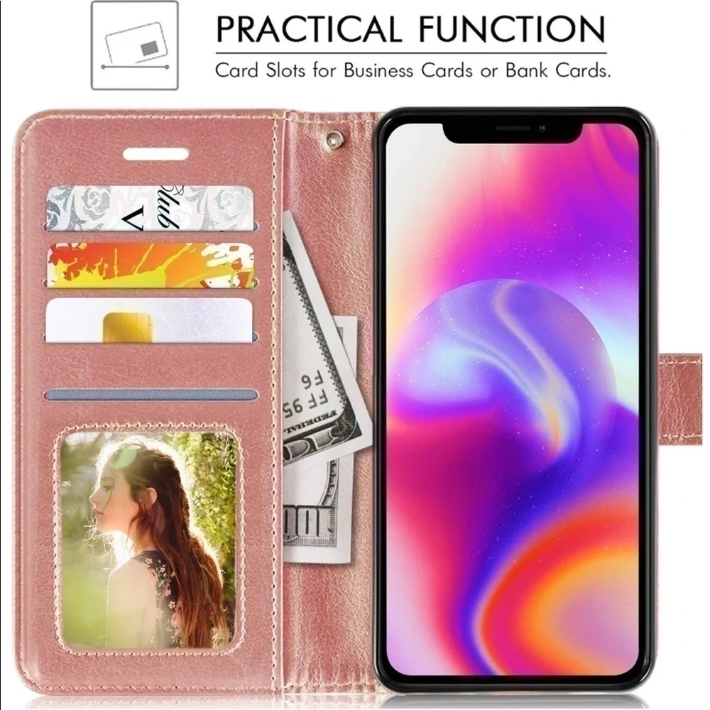 New iPhone Xs Plus Wallet Case Protection Pink
